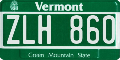 VT license plate ZLH860