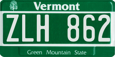 VT license plate ZLH862
