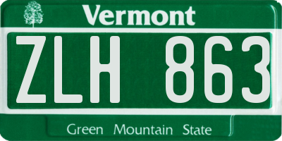 VT license plate ZLH863