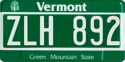 VT license plate ZLH892