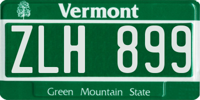VT license plate ZLH899