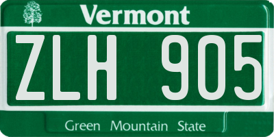 VT license plate ZLH905