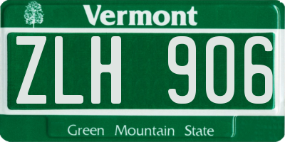 VT license plate ZLH906