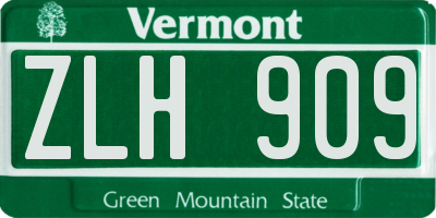 VT license plate ZLH909