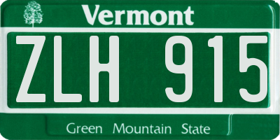 VT license plate ZLH915