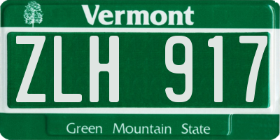VT license plate ZLH917