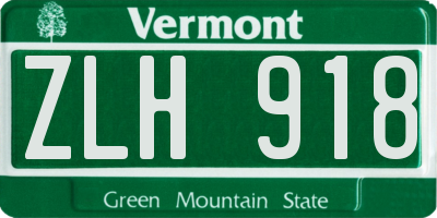 VT license plate ZLH918