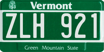 VT license plate ZLH921