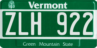 VT license plate ZLH922