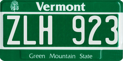 VT license plate ZLH923