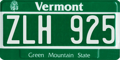 VT license plate ZLH925