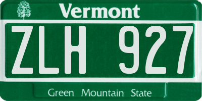 VT license plate ZLH927
