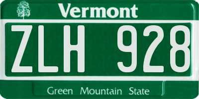 VT license plate ZLH928