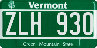 VT license plate ZLH930