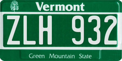 VT license plate ZLH932
