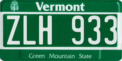 VT license plate ZLH933