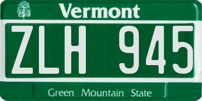 VT license plate ZLH945