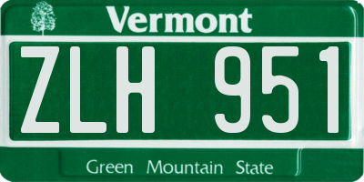 VT license plate ZLH951