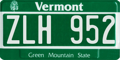VT license plate ZLH952