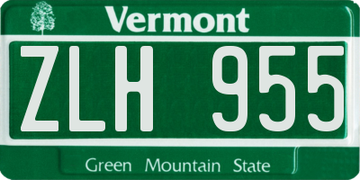 VT license plate ZLH955