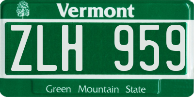 VT license plate ZLH959