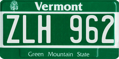 VT license plate ZLH962