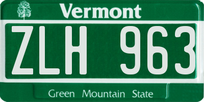 VT license plate ZLH963