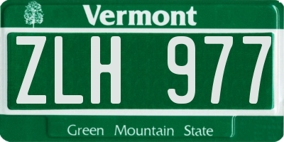 VT license plate ZLH977
