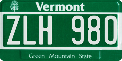 VT license plate ZLH980