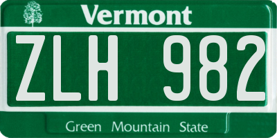 VT license plate ZLH982