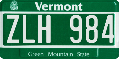 VT license plate ZLH984
