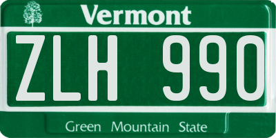 VT license plate ZLH990