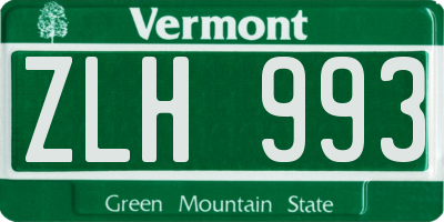 VT license plate ZLH993