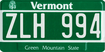 VT license plate ZLH994