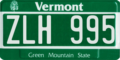 VT license plate ZLH995