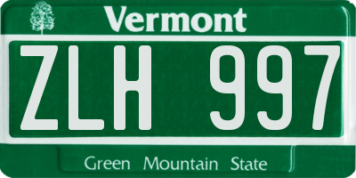 VT license plate ZLH997