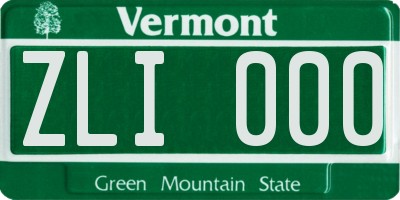 VT license plate ZLI000