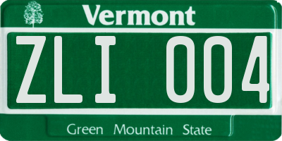 VT license plate ZLI004