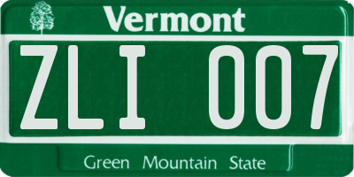 VT license plate ZLI007