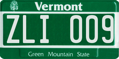 VT license plate ZLI009