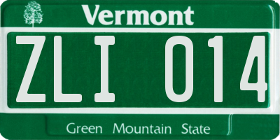 VT license plate ZLI014