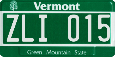 VT license plate ZLI015