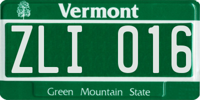 VT license plate ZLI016