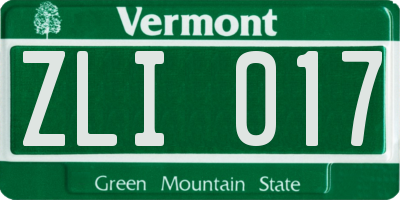 VT license plate ZLI017