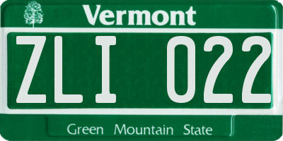 VT license plate ZLI022