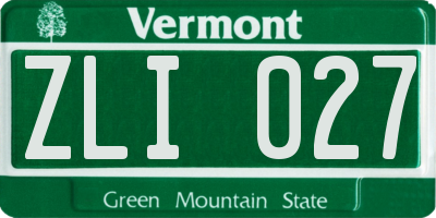 VT license plate ZLI027
