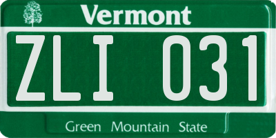 VT license plate ZLI031