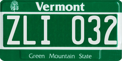 VT license plate ZLI032