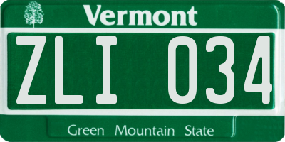 VT license plate ZLI034