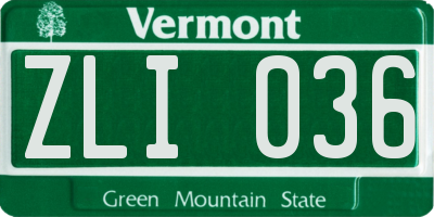 VT license plate ZLI036